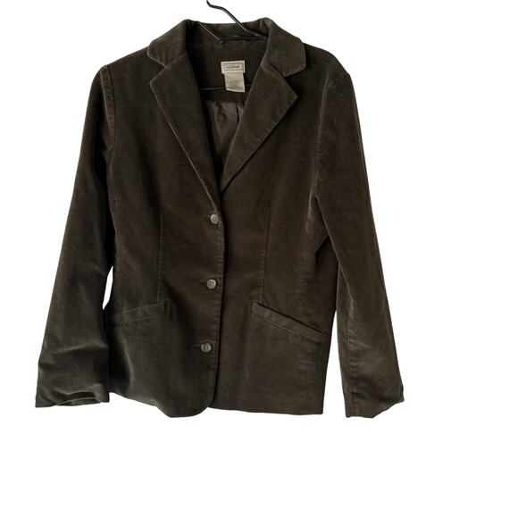 LL Bean Blazer Womens 10 Regular Brown Corduroy Stretch Classic Jacket Pockets - Picture 1 of 10